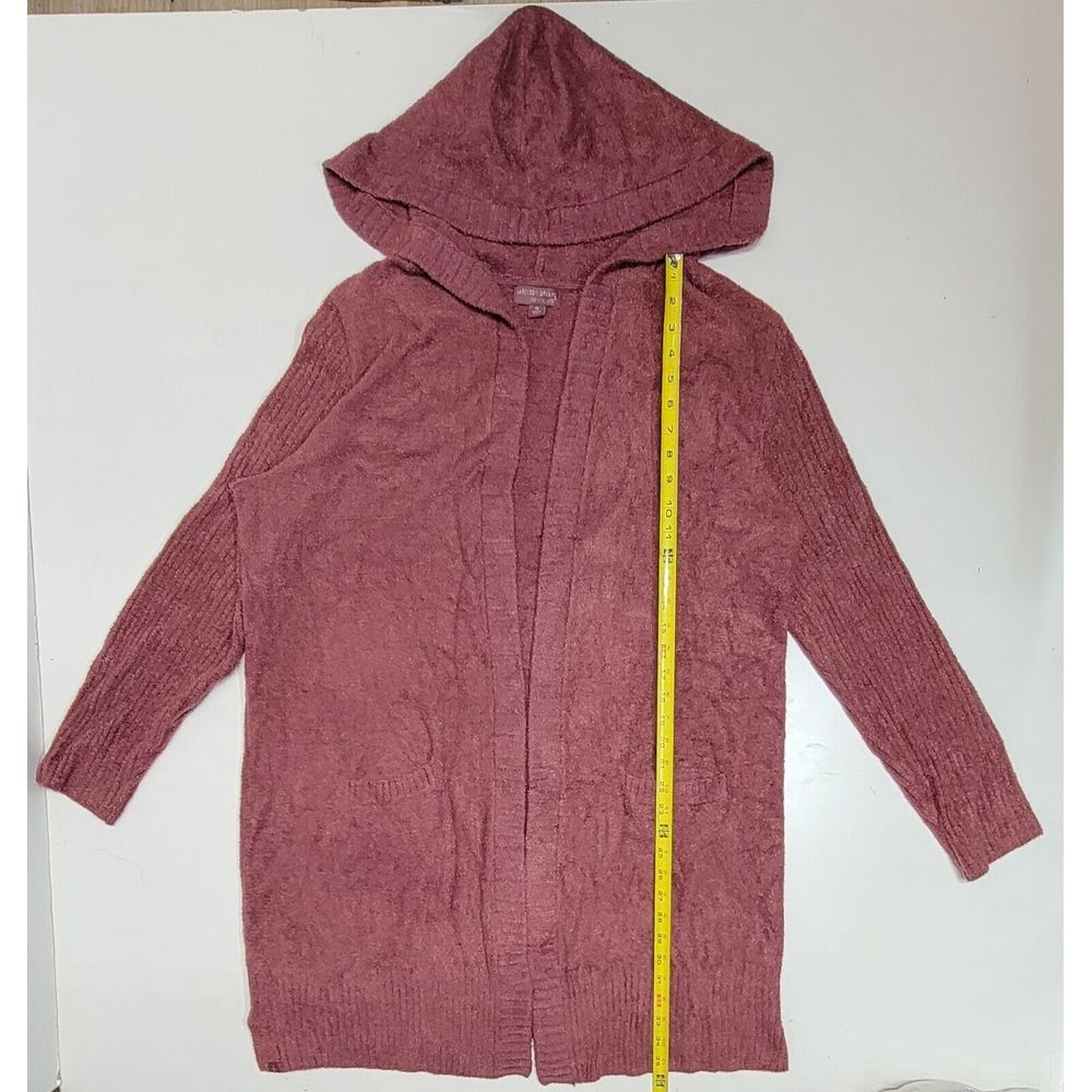 Barefoot Dreams CozyChic Lite Hooded Relaxed Cardigan Berry Women's Size 1XL